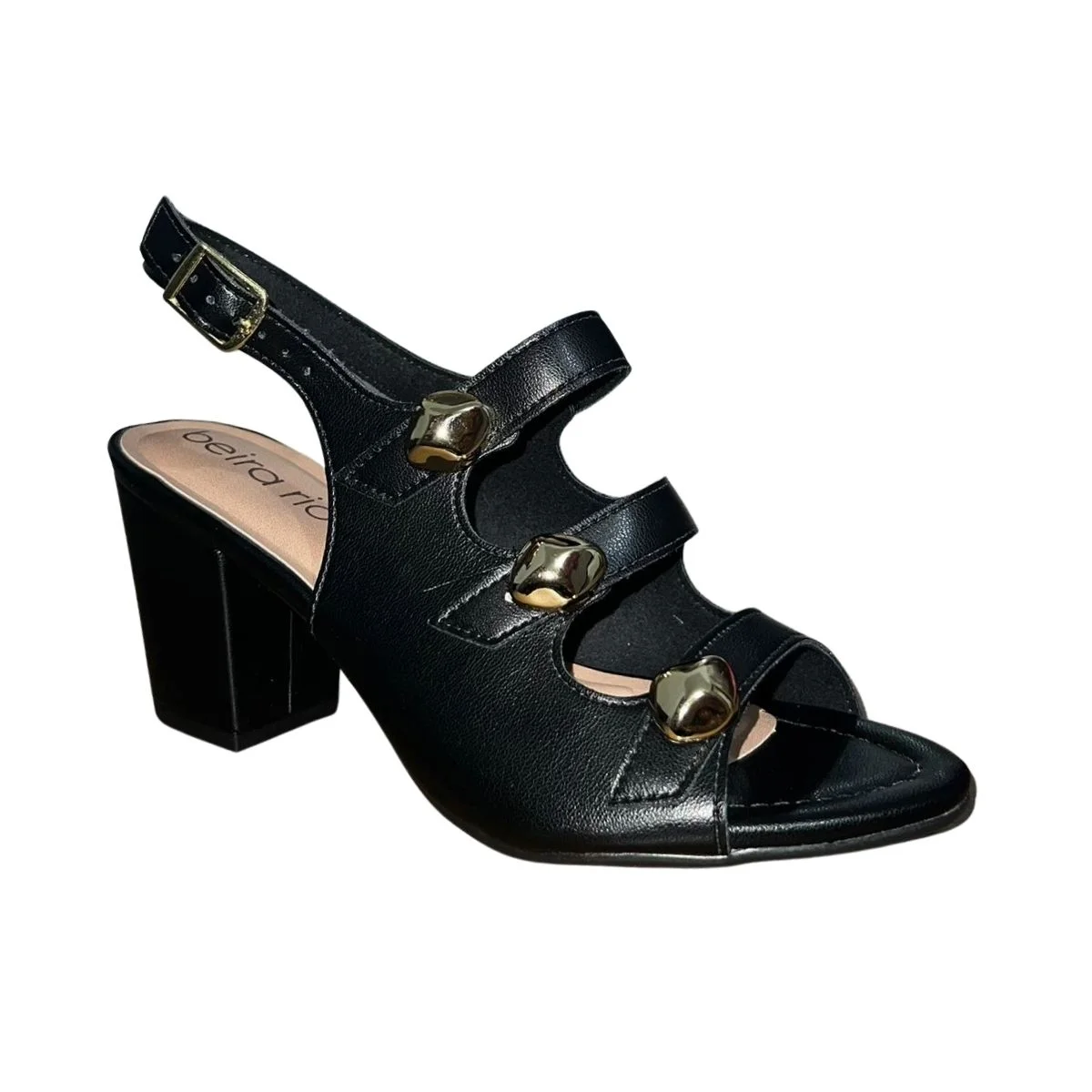Sandália de Salto Bloco Aplique Feminino Beira Rio 8280.695 Preto Preto 2