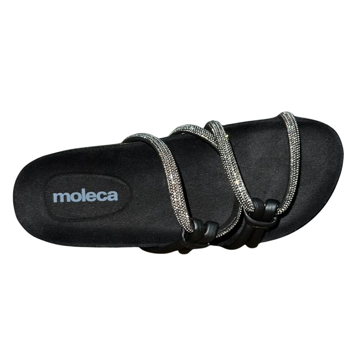 Tamanco Plataforma Slide Tiras Anatômicas Feminino Moleca 5500.111 Preto Preto 3