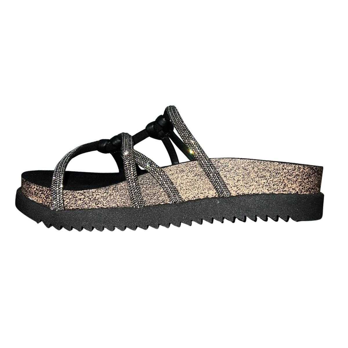 Tamanco Plataforma Slide Tiras Anatômicas Feminino Moleca 5500.111 Preto Preto 4