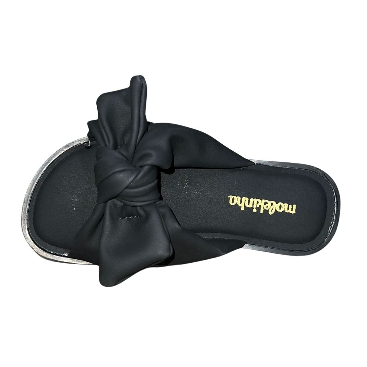 Tamanco Rasteiro Slide com Nó Infantil Menina Molekinha 2372.102 Preto Preto 4