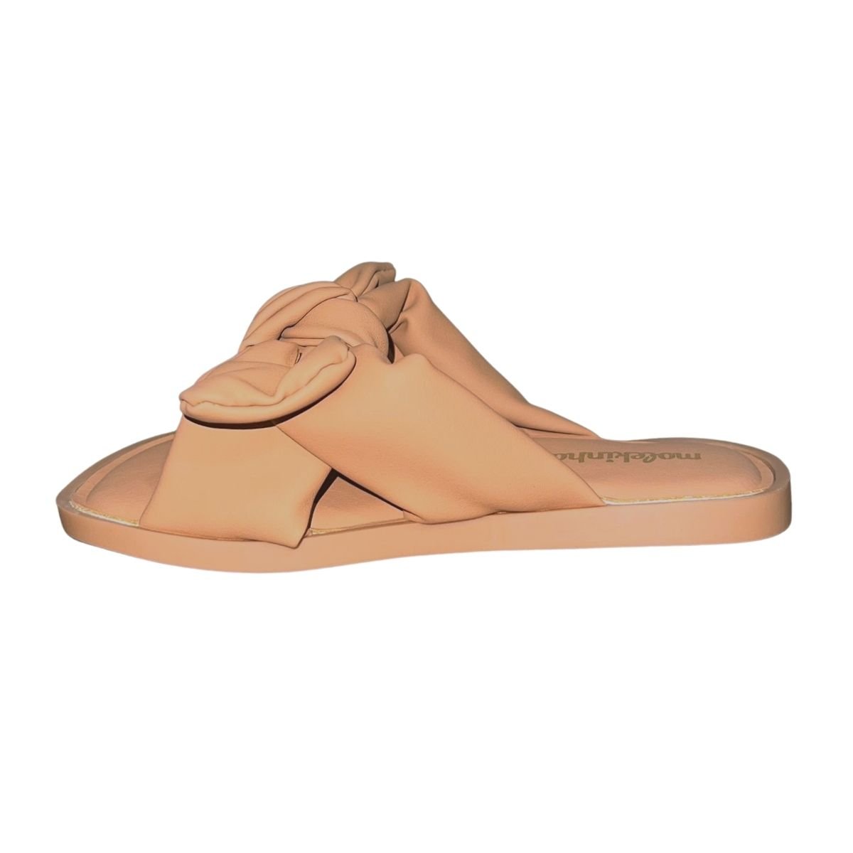 Tamanco Rasteiro Slide com Nó Infantil Menina Molekinha 2372.102 Nude Bege 5