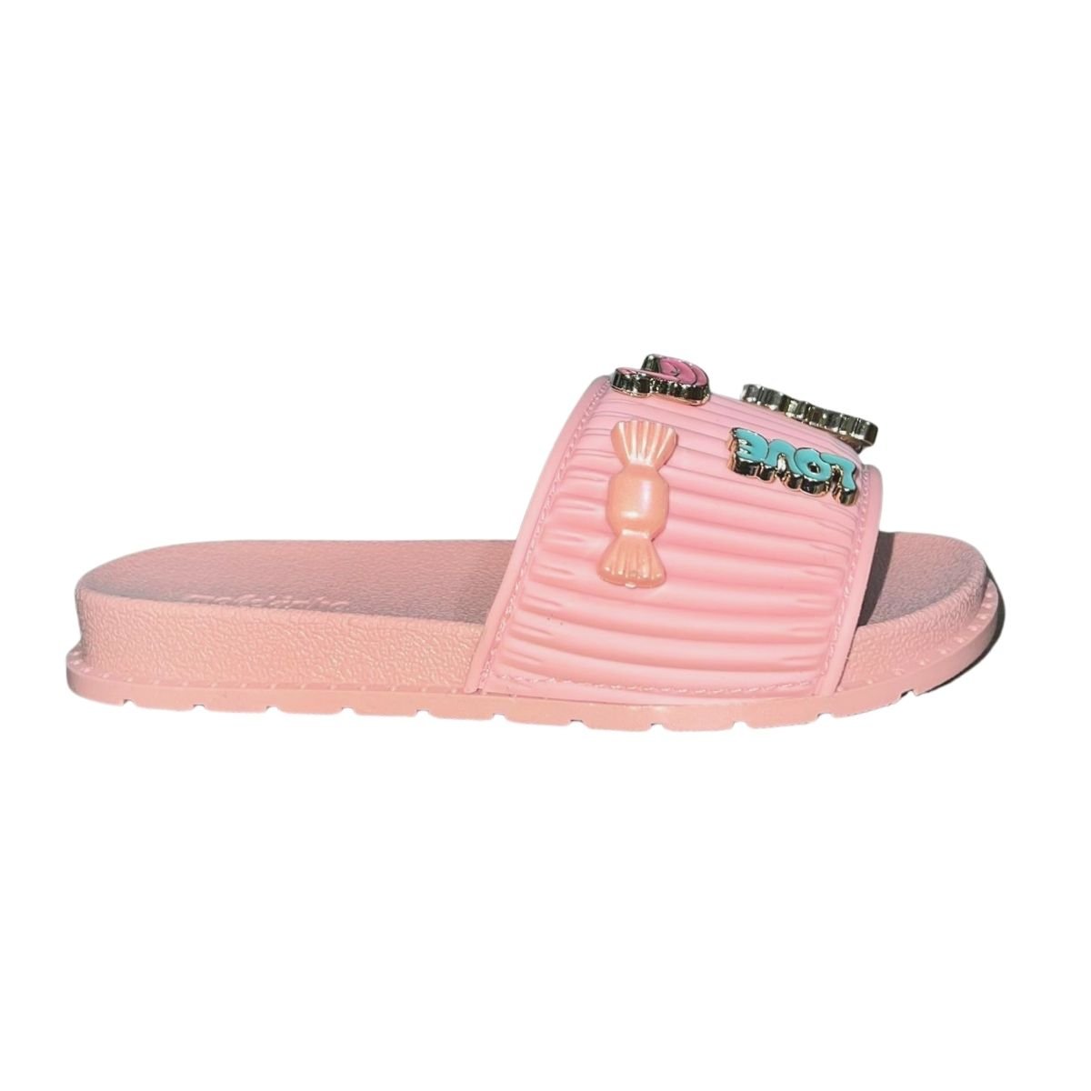 Chinelo Slide Aplique Decorativo Infantil Menina Molekinha 2341.134 Rosa