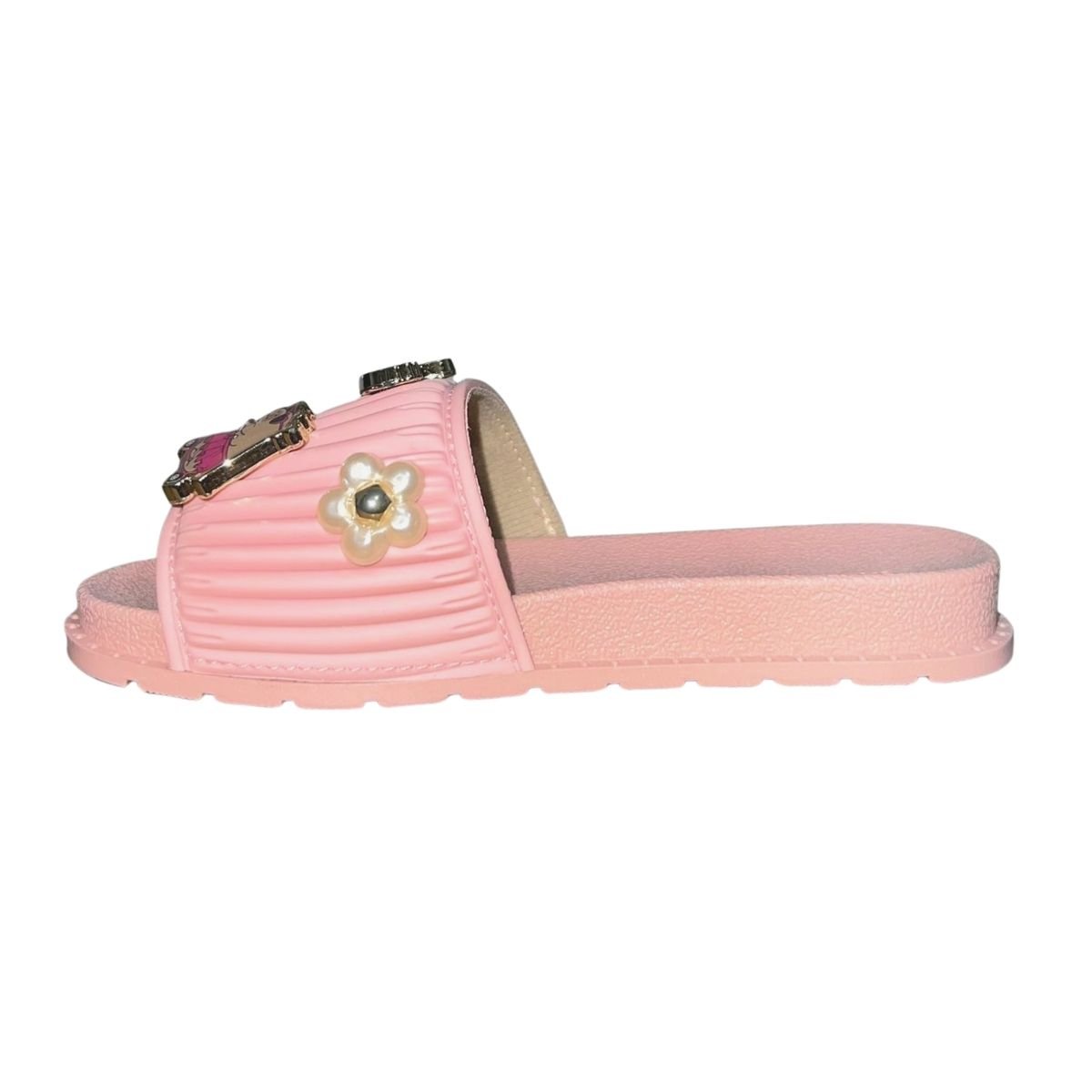 Chinelo Slide Aplique Decorativo Infantil Menina Molekinha 2341.134 Rosa Rosa 4