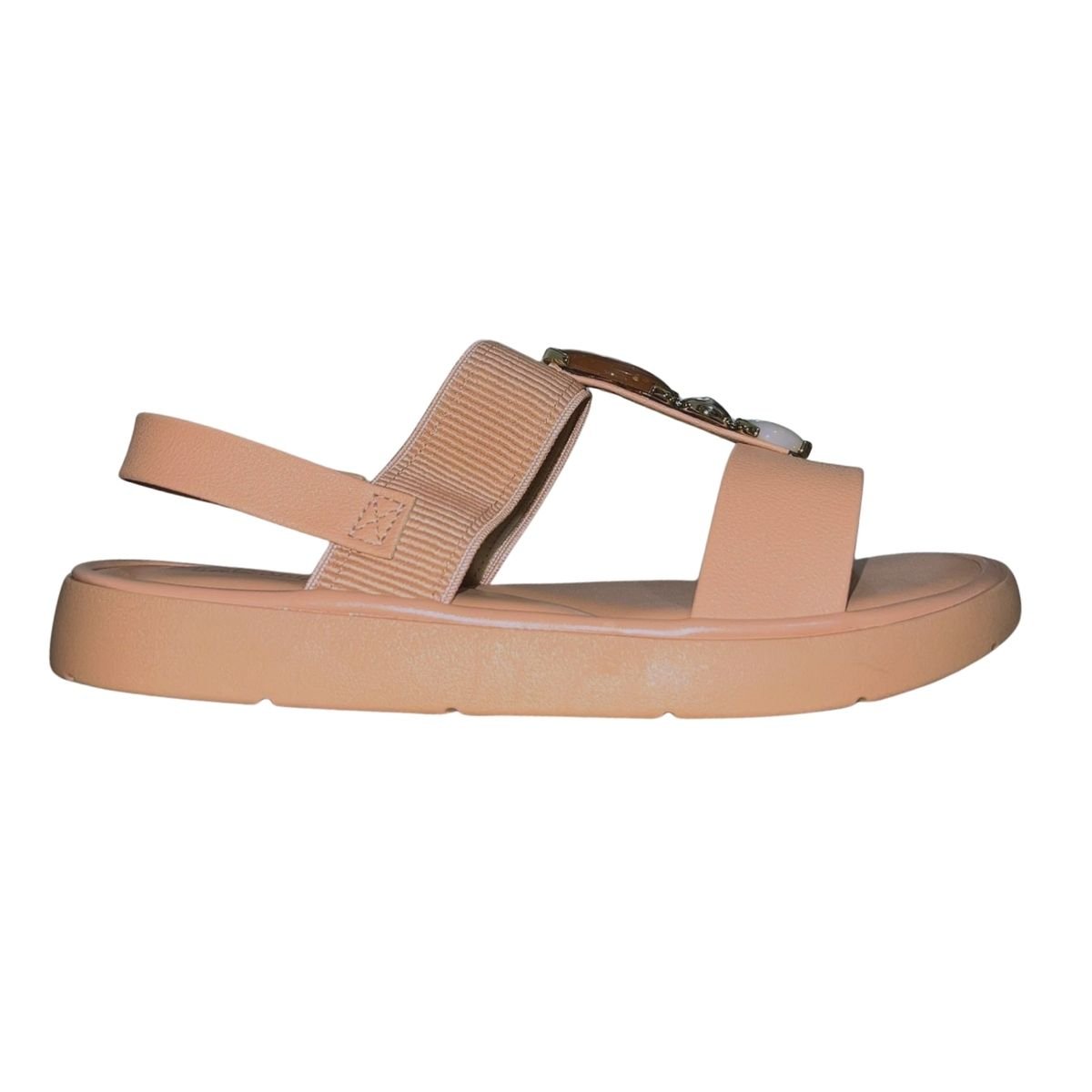 Sandália Rasteira com Elástico Aplique Feminino Modare 7208.108 Nude