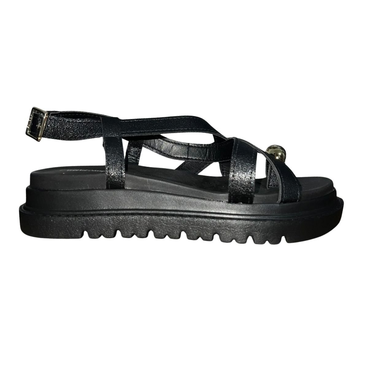 Sandália Plataforma com Tiras Cruzadas Feminino Modare 7200.107 Preto