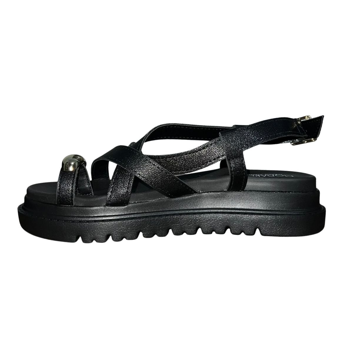 Sandália Plataforma com Tiras Cruzadas Feminino Modare 7200.107 Preto Preto 4