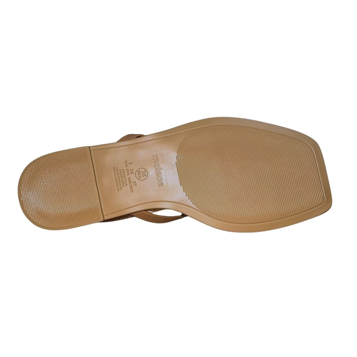 Sandália Rasteira Aplique Metálico Feminino Moleca 5560.102 Marrom Marrom 6