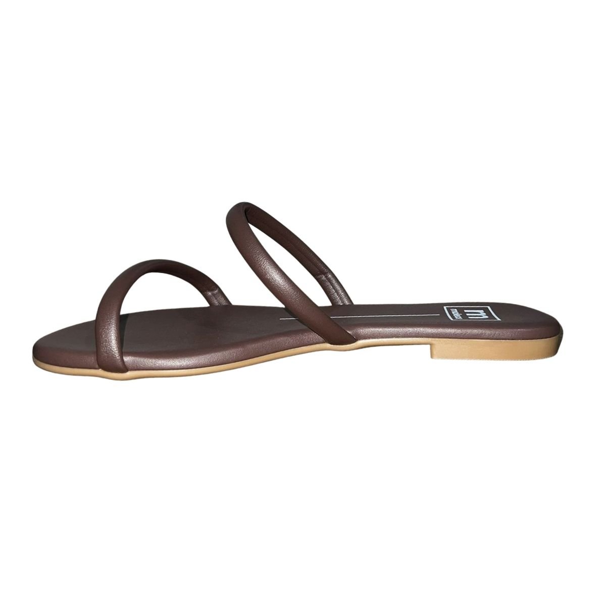 Sandália Rasteira Slide Duas Tiras Feminino Moleca 5557.100 Marrom Marrom 5