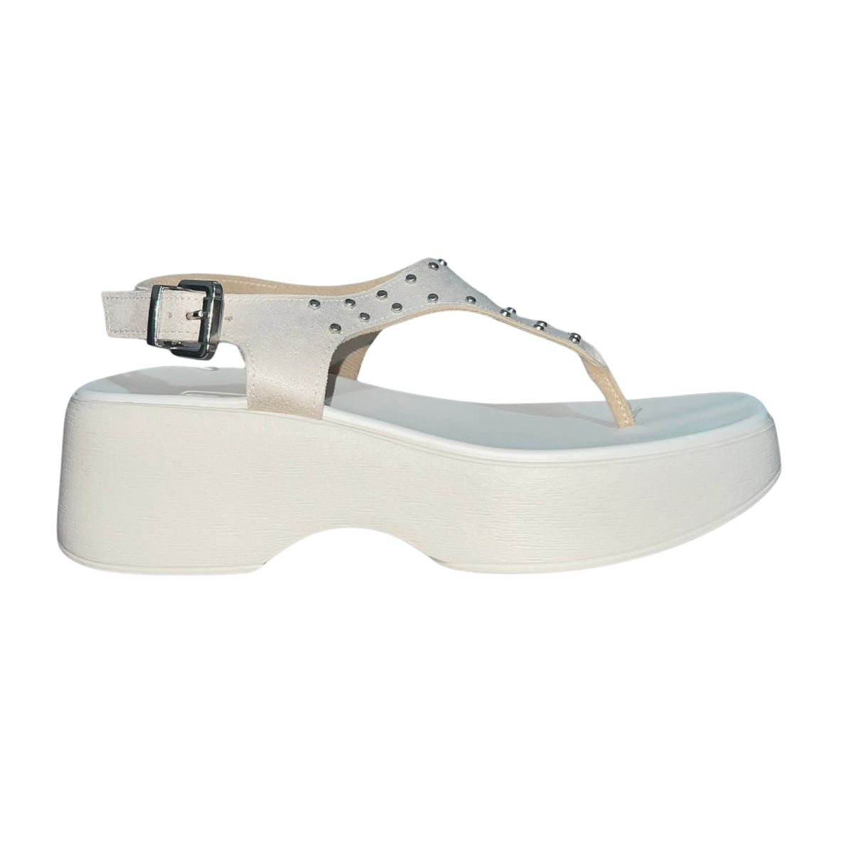 Sandália Plataforma Flip Flop Aplique Feminino Moleca 5503.122 Off White