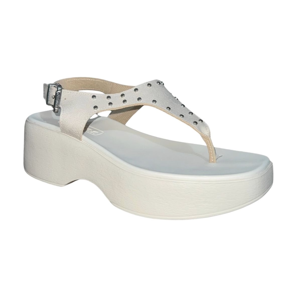 Sandália Plataforma Flip Flop Aplique Feminino Moleca 5503.122 Off White Branco 3