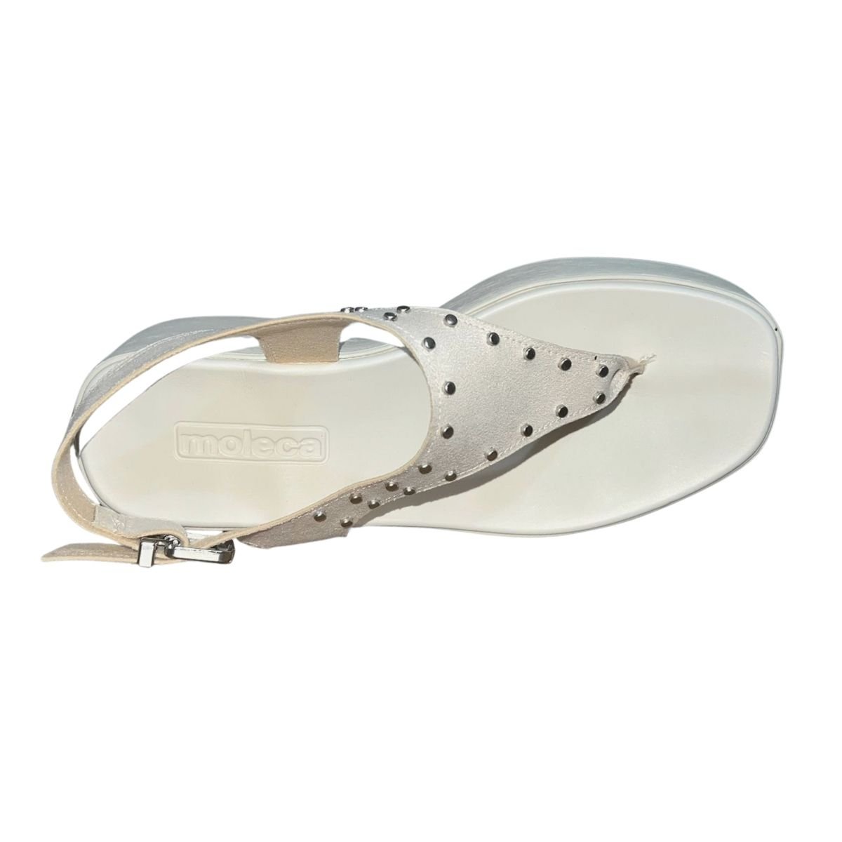 Sandália Plataforma Flip Flop Aplique Feminino Moleca 5503.122 Off White Branco 4