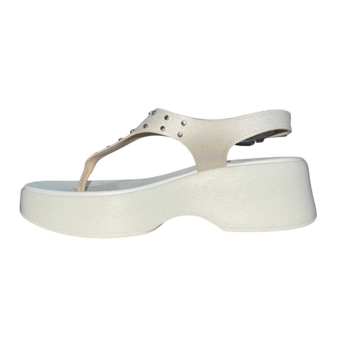Sandália Plataforma Flip Flop Aplique Feminino Moleca 5503.122 Off White Branco 5