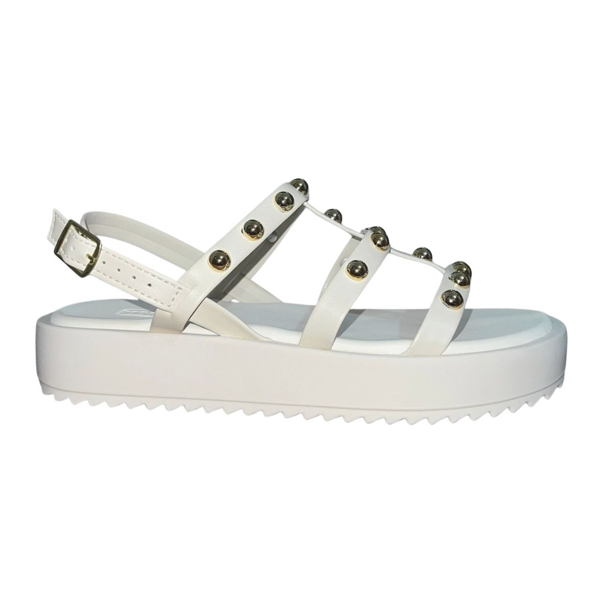 Sandália Plataforma Tiras com Aplique Feminino Moleca 5489.119 Off White