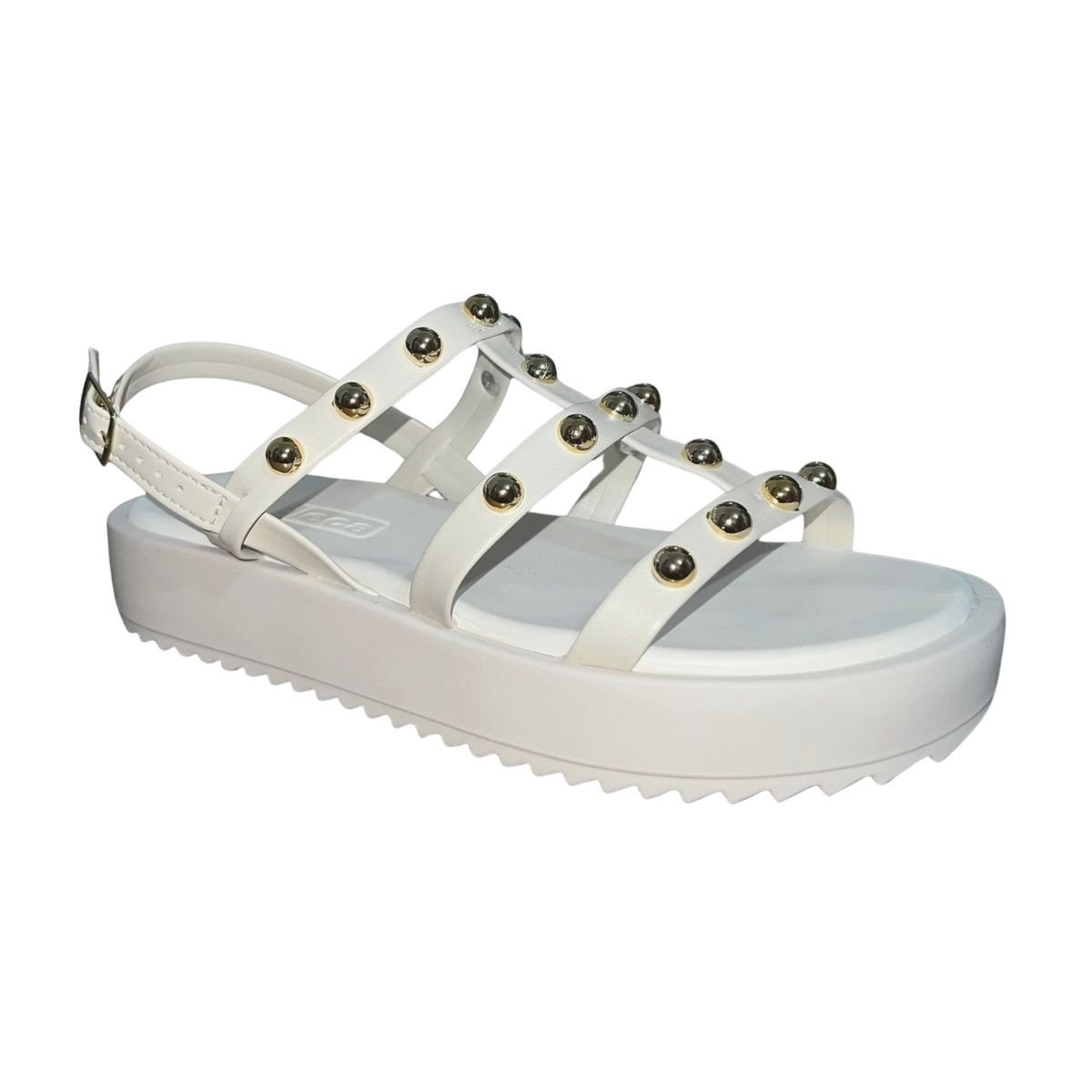 Sandália Plataforma Tiras com Aplique Feminino Moleca 5489.119 Off White Branco 3