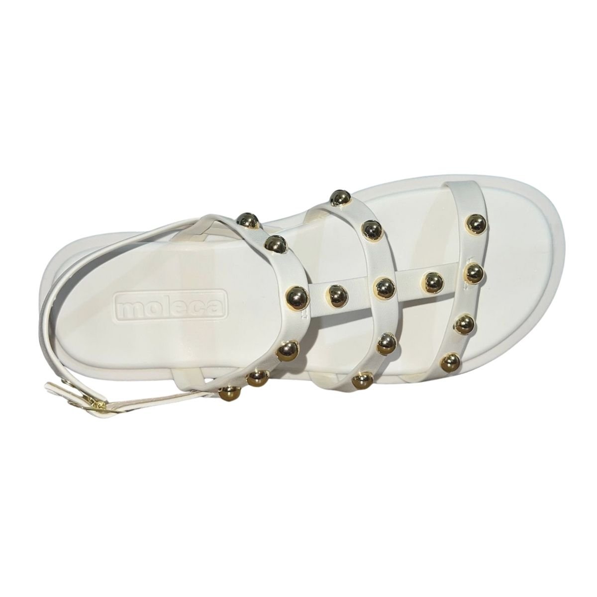 Sandália Plataforma Tiras com Aplique Feminino Moleca 5489.119 Off White Branco 4