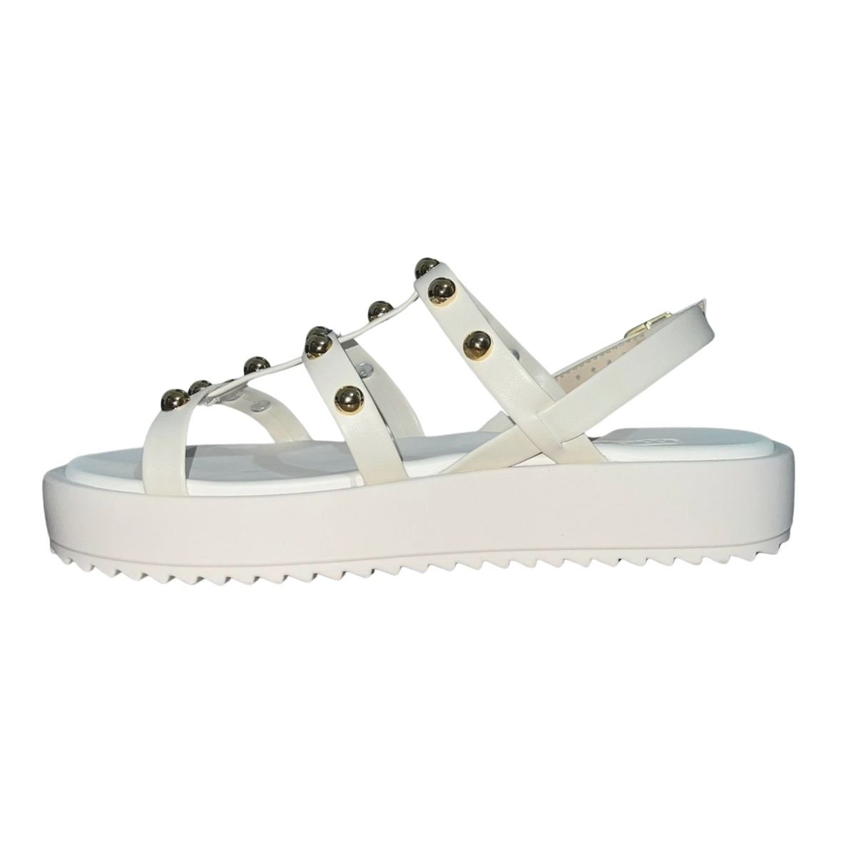 Sandália Plataforma Tiras com Aplique Feminino Moleca 5489.119 Off White Branco 5
