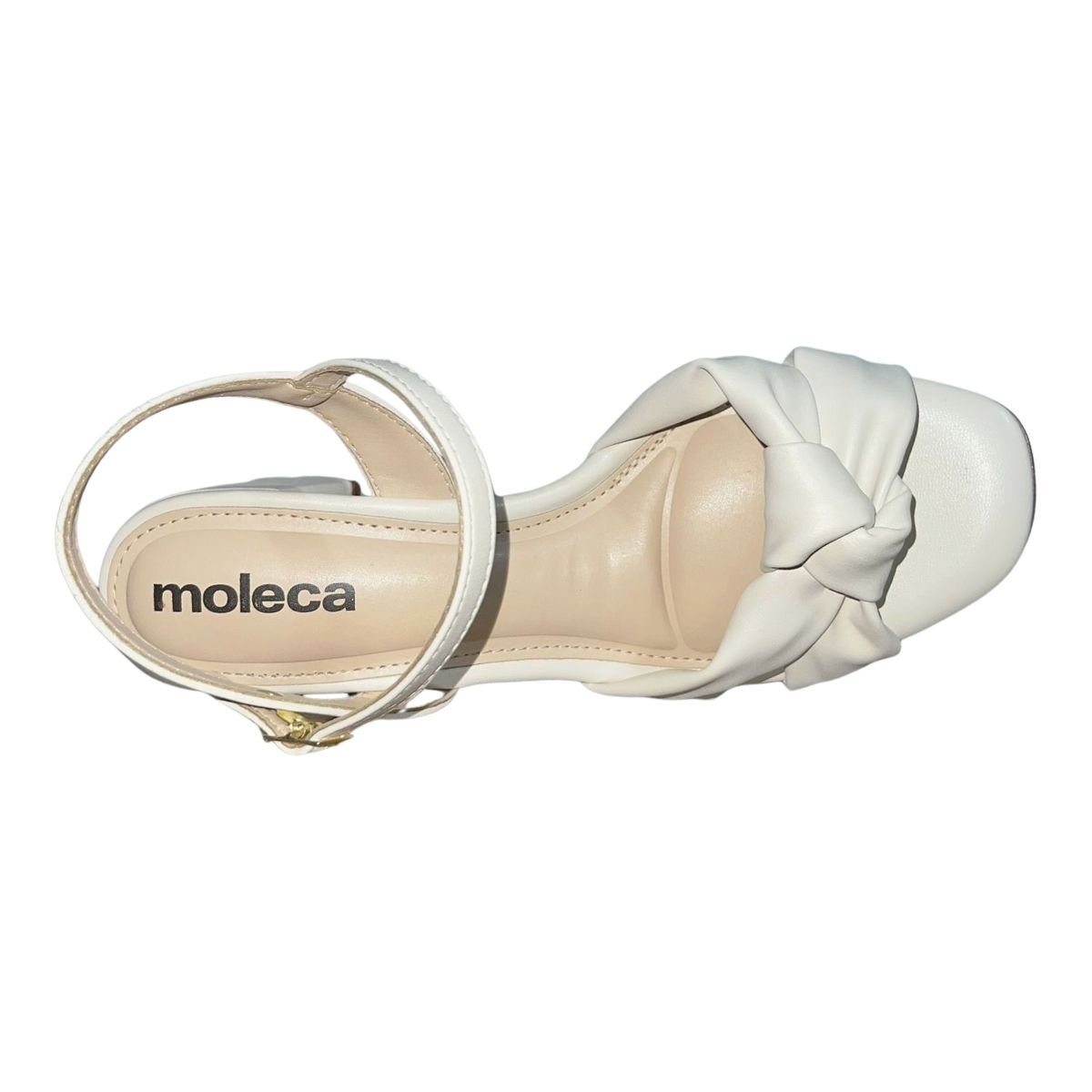 Sandália de Salto Bloco com Nó Feminino Moleca 5496.122 Off White Branco 4