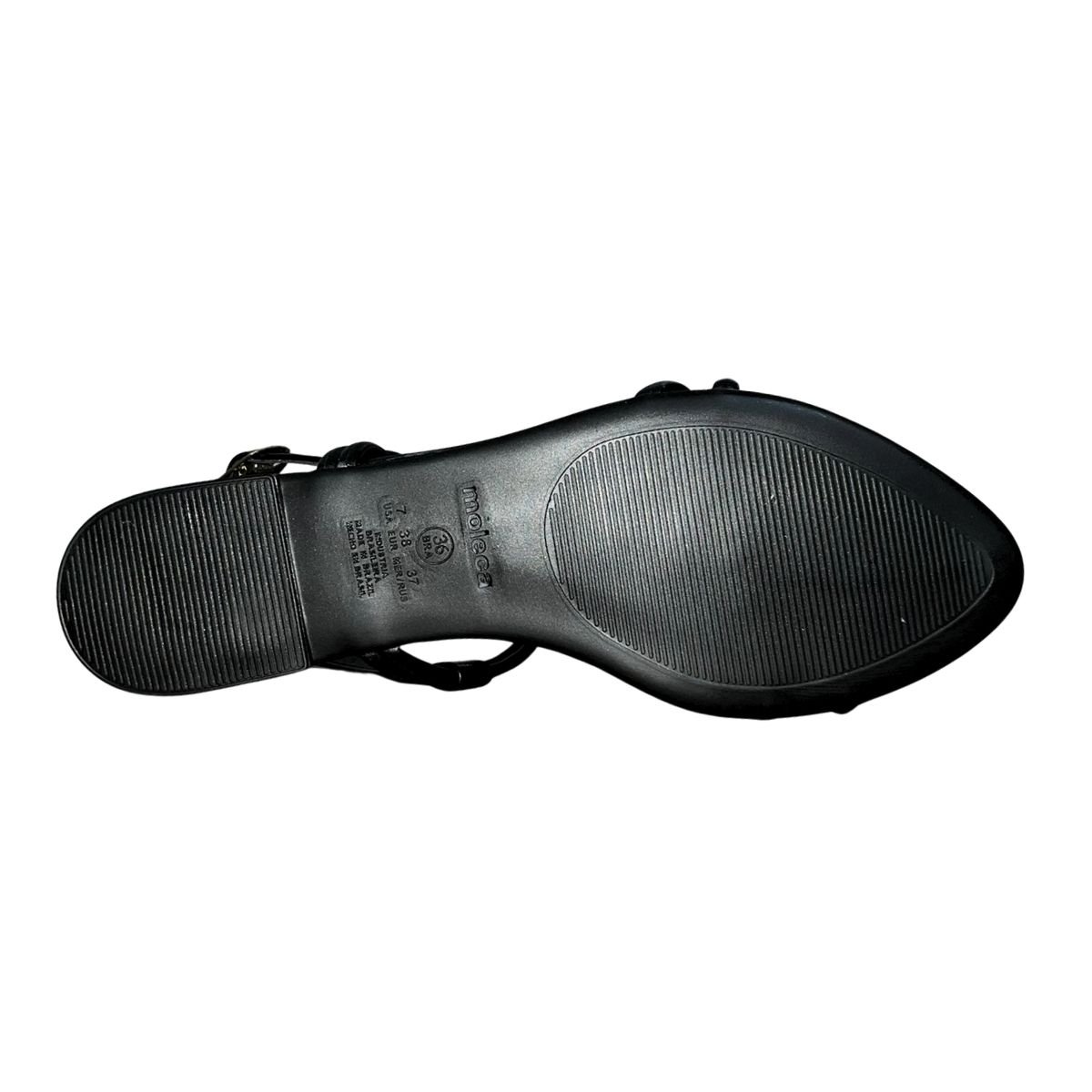 Sandália Rasteira Aplique Metálico Feminino Moleca 5561.104 Preto Preto 6