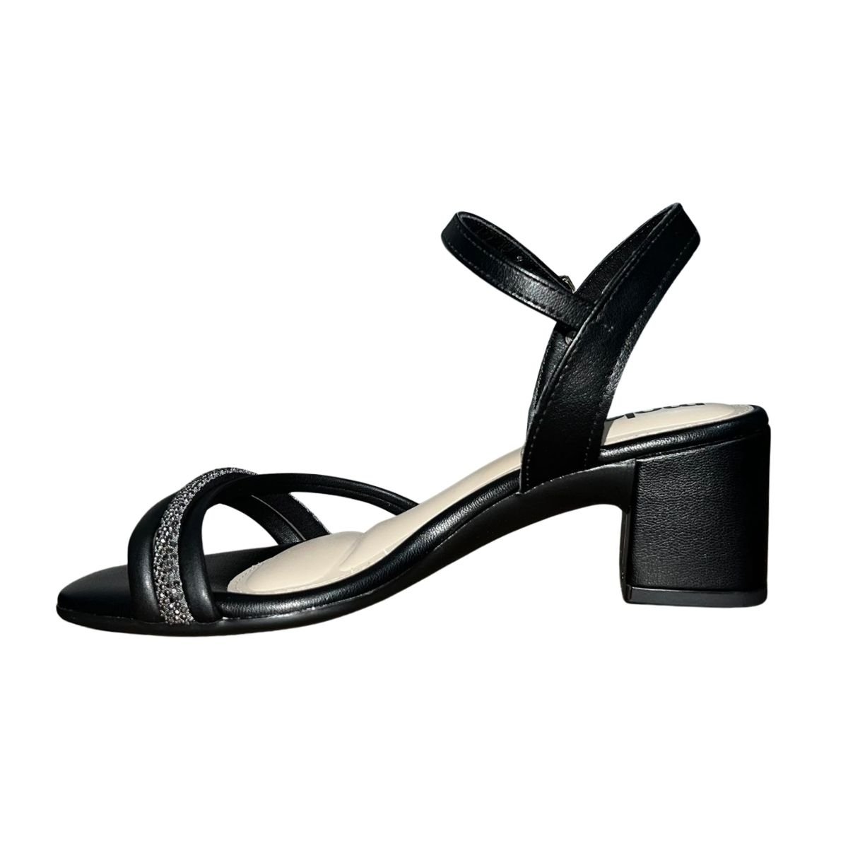 Sandália de Salto Bloco com Strass Feminino Moleca 5496.113 Preto Preto 4