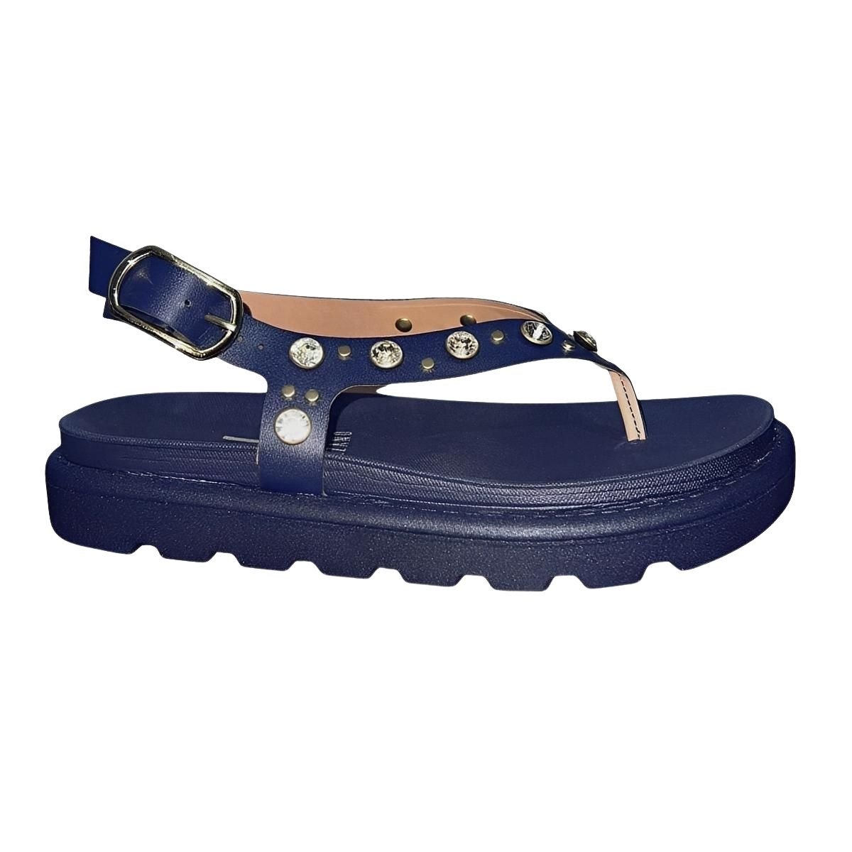 Sandália Plataforma Baixa com Pedrarias Feminino Vizzano 6510.125 Marinho