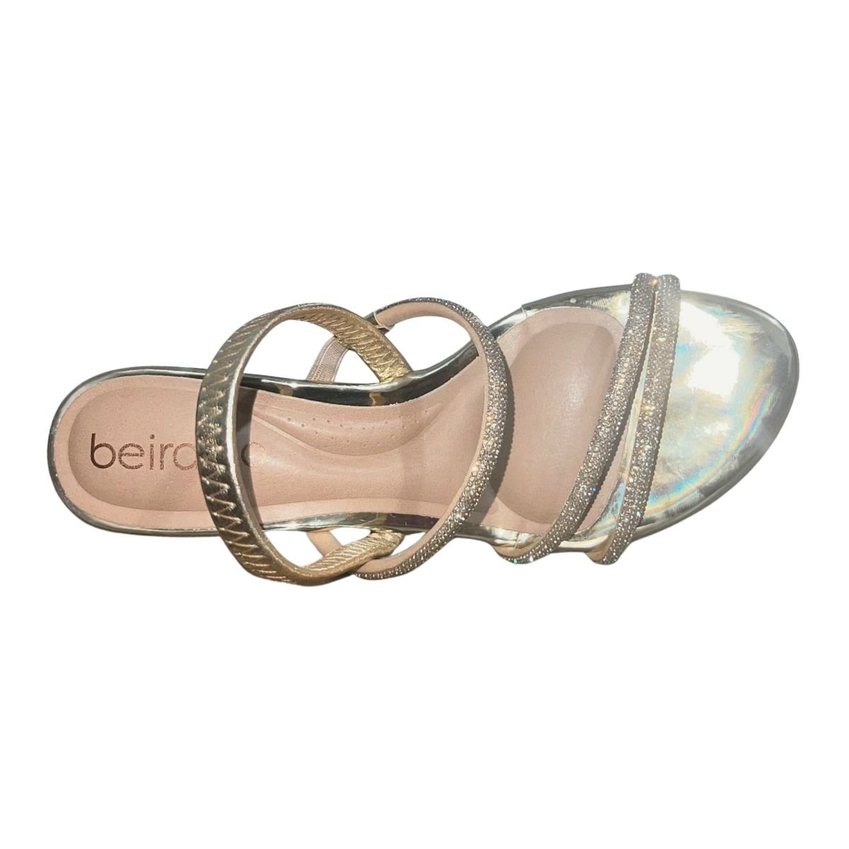 Sandália de Salto Bloco com Pedrarias Feminino Beira Rio 8345.647 Dourado Dourado 3