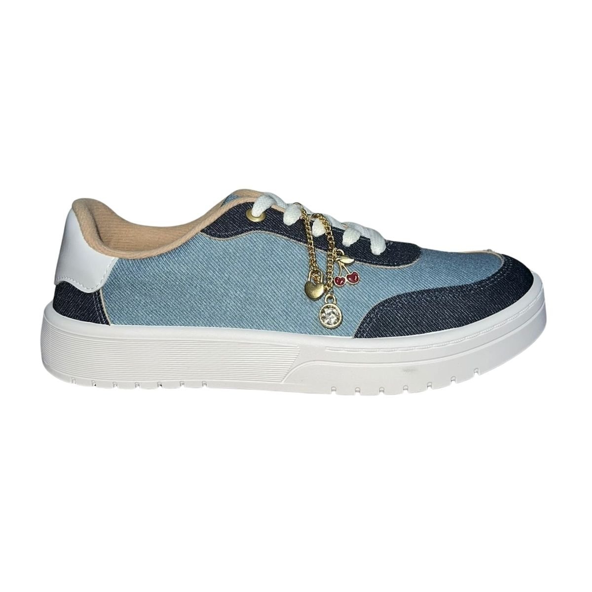 Tênis Casual Pingente Decorativo Feminino Moleca 5791.120 Azul