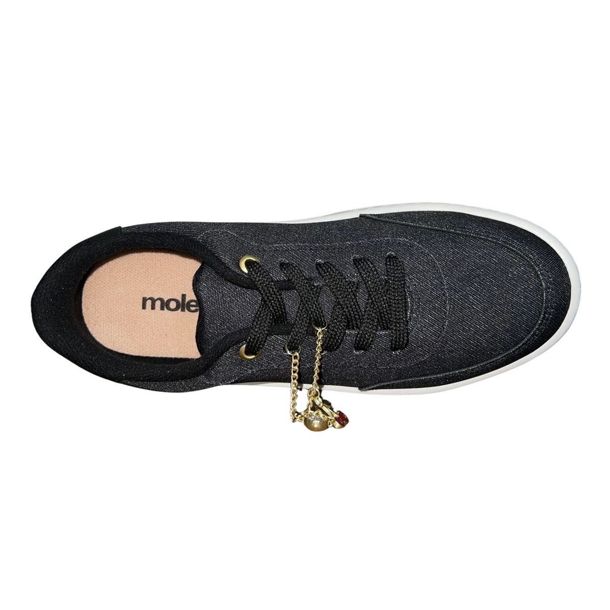 Tênis Casual Pingente Decorativo Feminino Moleca 5791.120 Preto Preto 4