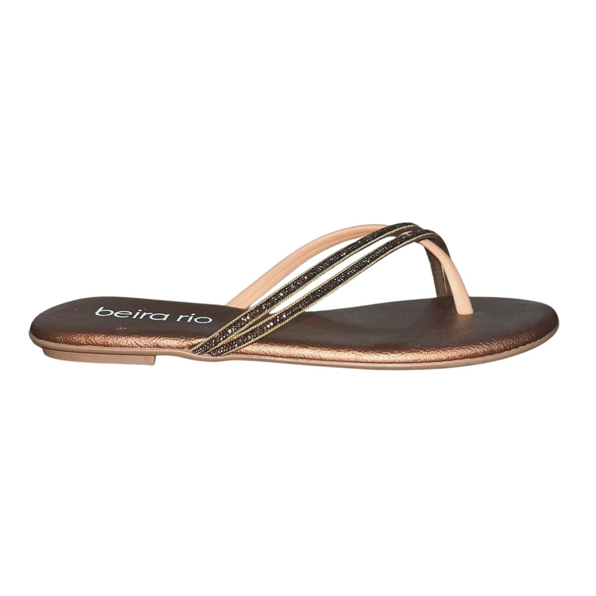 Chinelo de Dedo com Strass Feminino Beira Rio 8384.772 Bronze