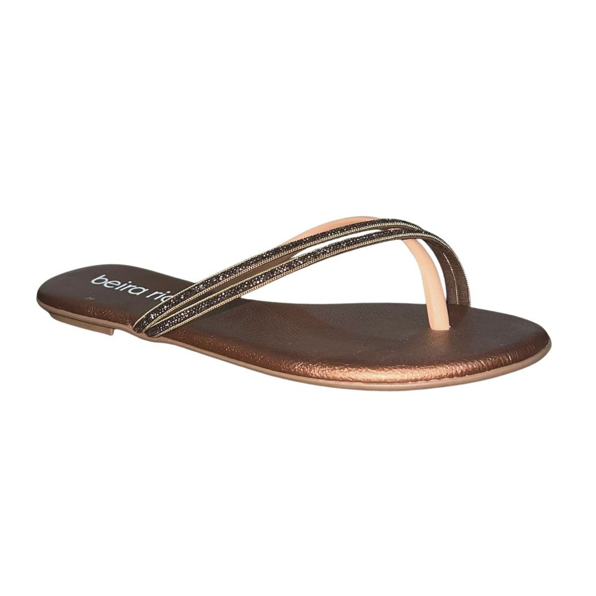 Chinelo de Dedo com Strass Feminino Beira Rio 8384.772 Bronze Bronze 2