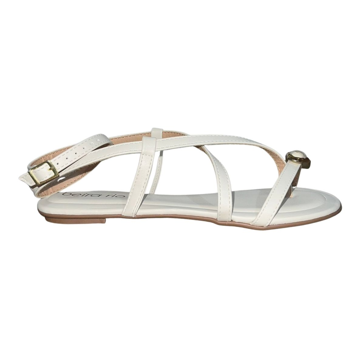 Sandália Rasteira de Dedo Tornozeleira Feminino Beira Rio 8367.875 Off White