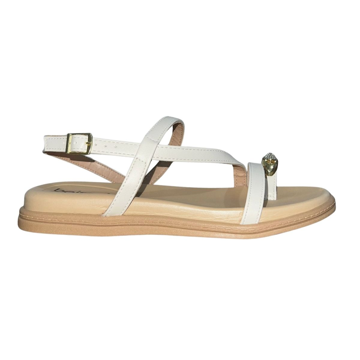 Sandália Rasteira de Dedo Feminino Beira Rio 8513.122 Off White