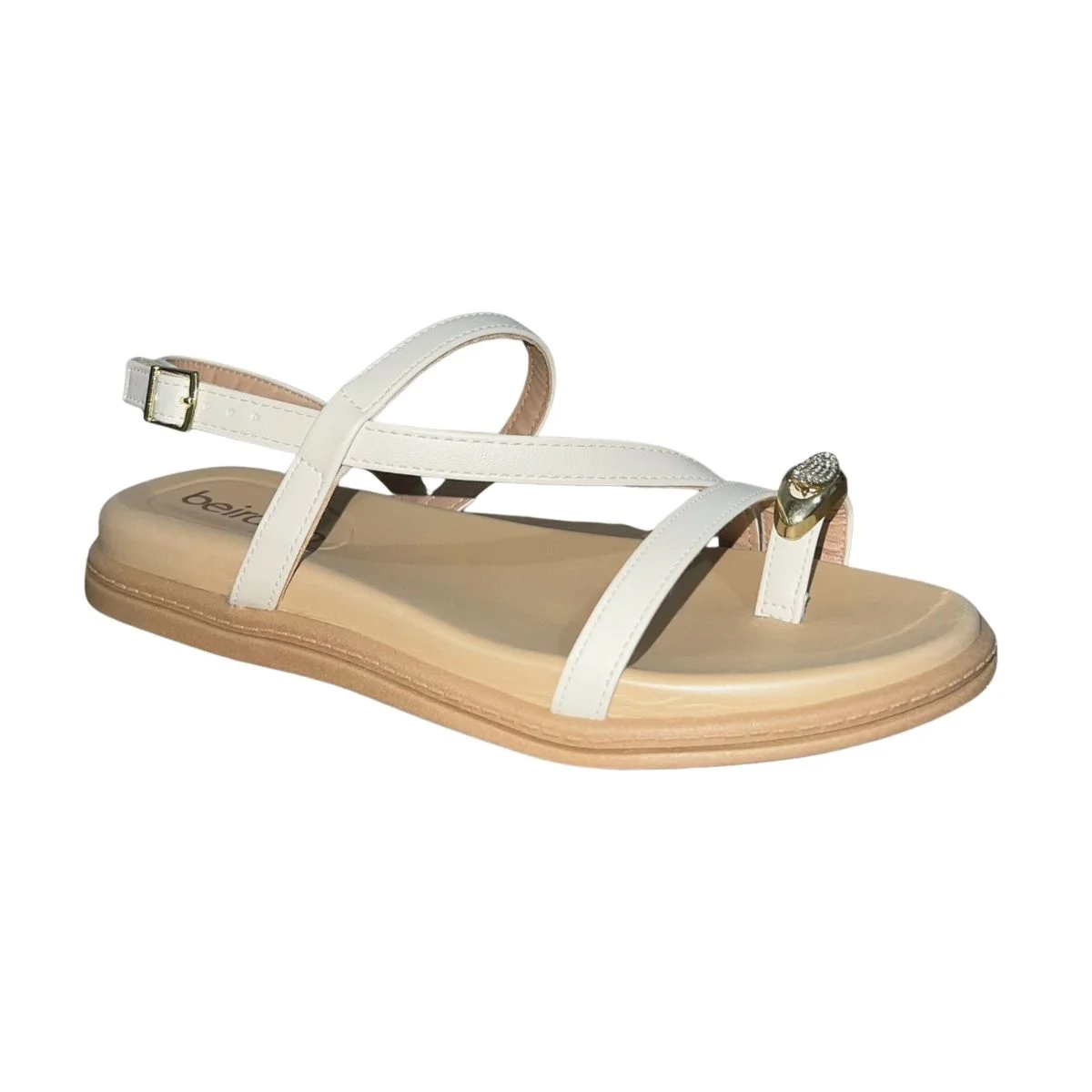 Sandália Rasteira de Dedo Feminino Beira Rio 8513.122 Off White Branco 3