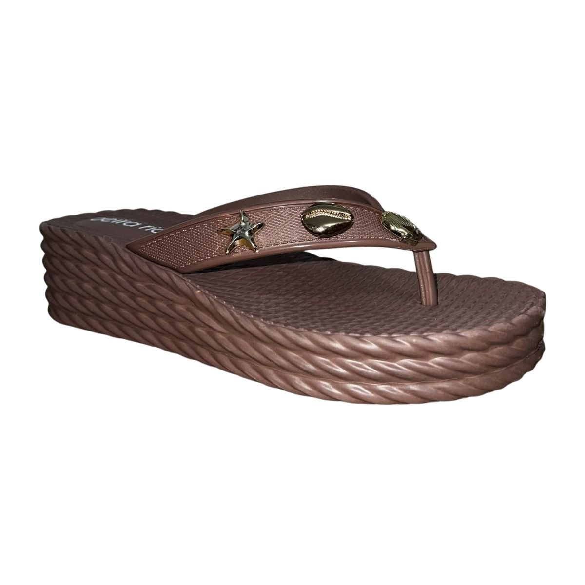 Chinelo de Dedo Plataforma PVC Aplique Feminino Beira Rio 8561.105 Marrom Marrom 2