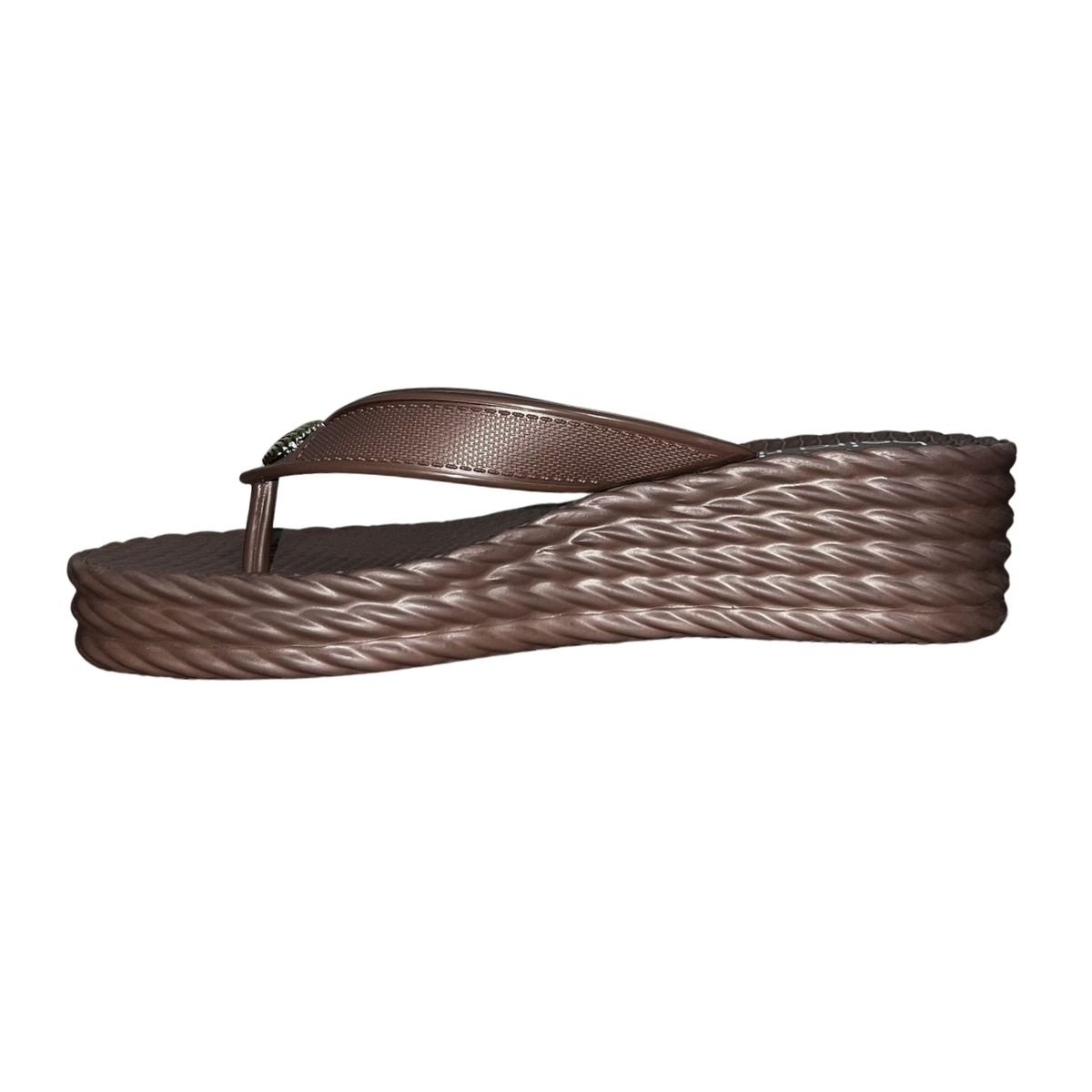 Chinelo de Dedo Plataforma PVC Aplique Feminino Beira Rio 8561.105 Marrom Marrom 4