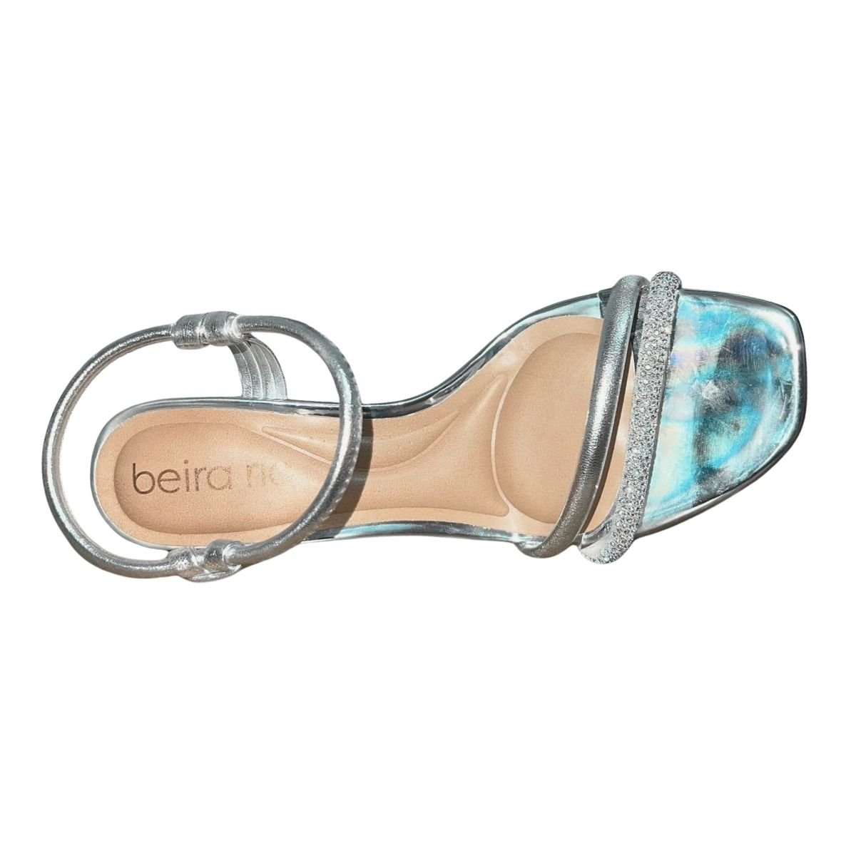 Sandália de Salto Bloco Brilho com Glitter Feminino Beira Rio 8436.213 Prata Prata 3