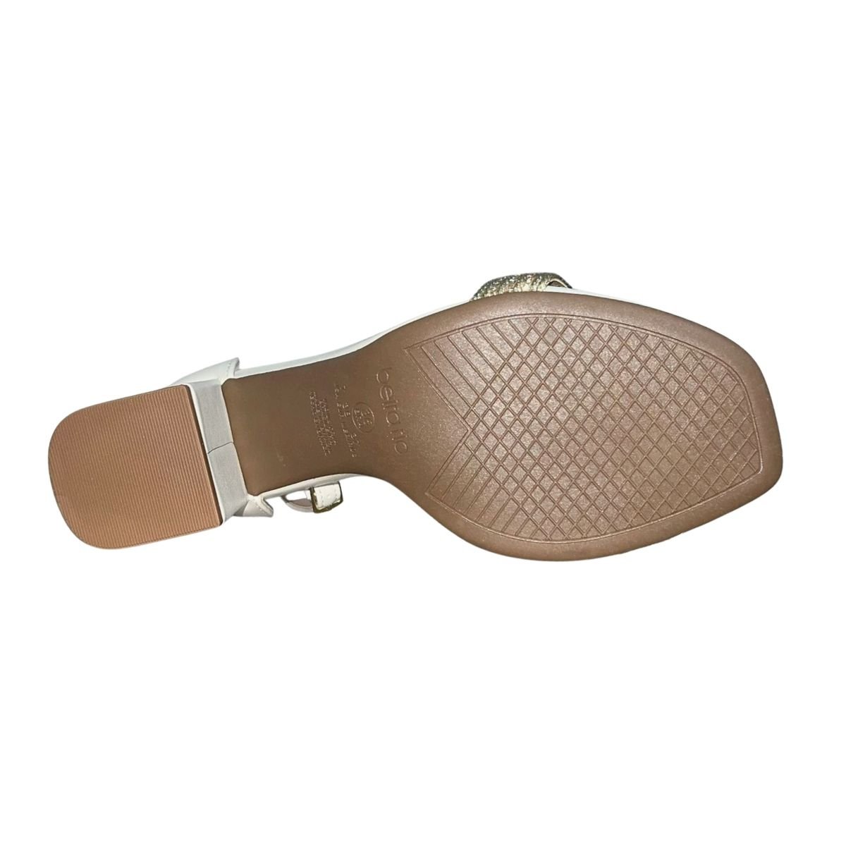 Sandália de Salto Bloco Tornozeleira Feminino Beira Rio 8436.245 Off White Branco 5