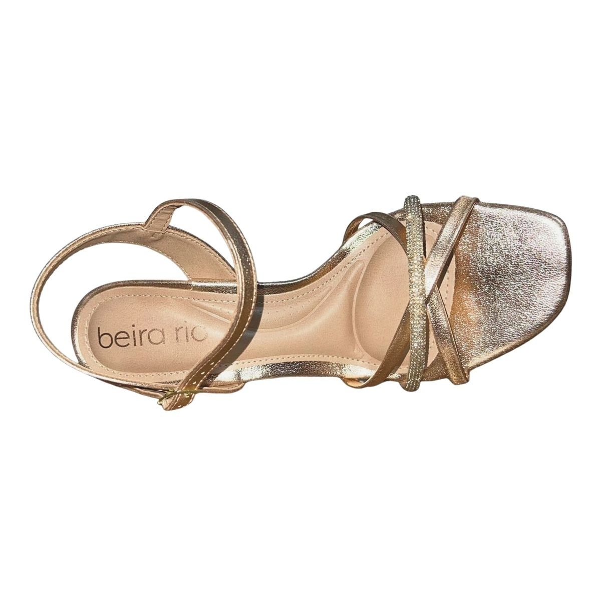 Sandália de Salto Bloco Metalizado Feminino Beira Rio 8436.347 Dourado Dourado 3