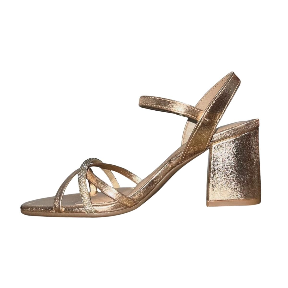 Sandália de Salto Bloco Metalizado Feminino Beira Rio 8436.347 Dourado Dourado 4