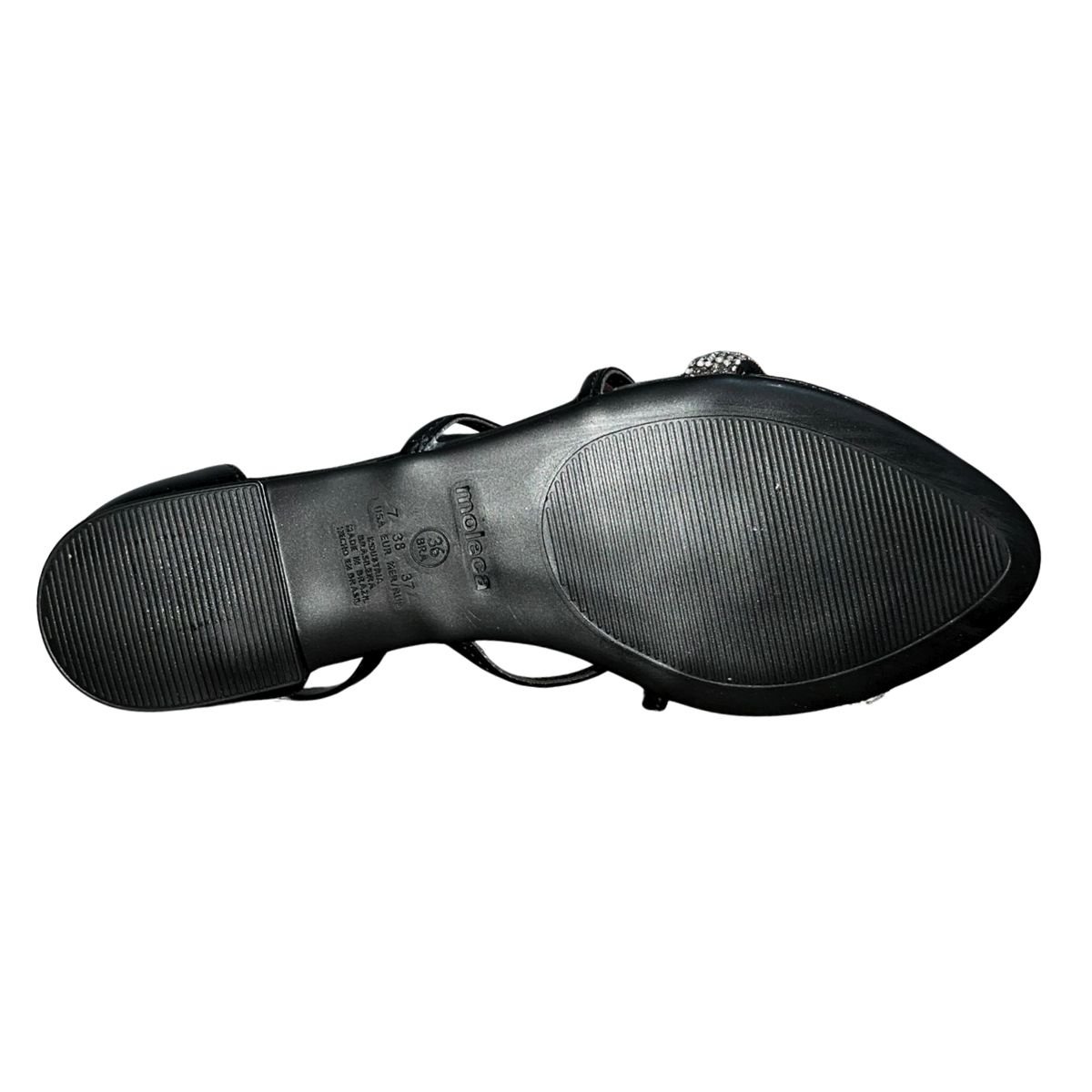 Sandália Rasteira com Strass Tornozeleira Feminino Moleca 5561.103 Preto Preto 6