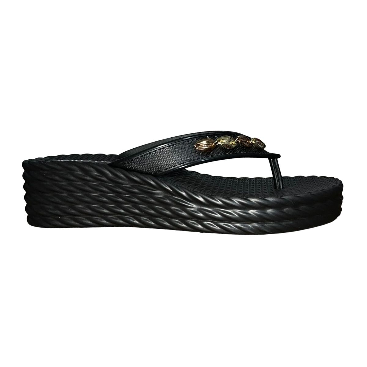 Chinelo de Dedo Plataforma PVC Aplique Feminino Beira Rio 8561.105 Preto