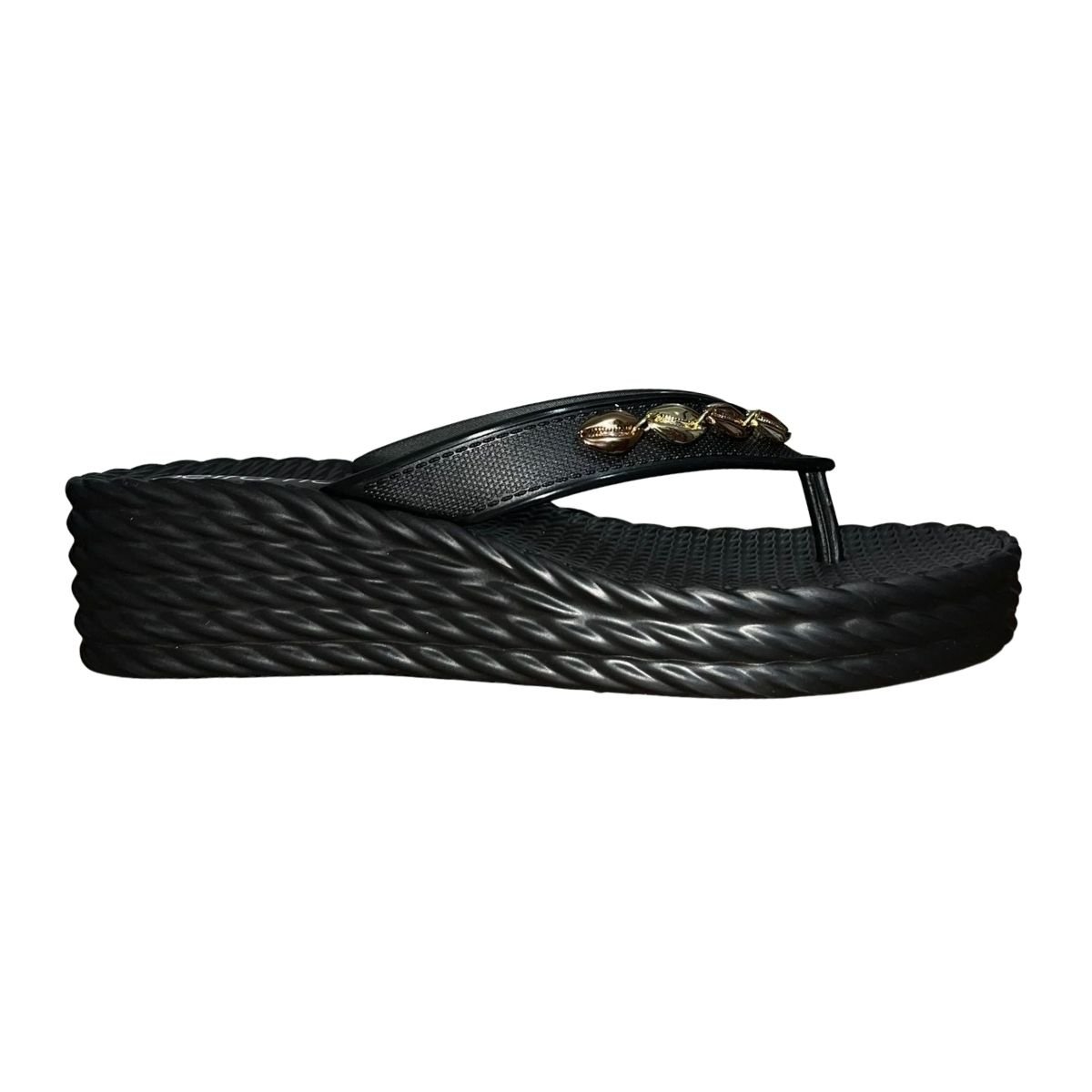 Chinelo de Dedo Plataforma PVC Aplique Feminino Beira Rio 8561.105 Preto Preto 2
