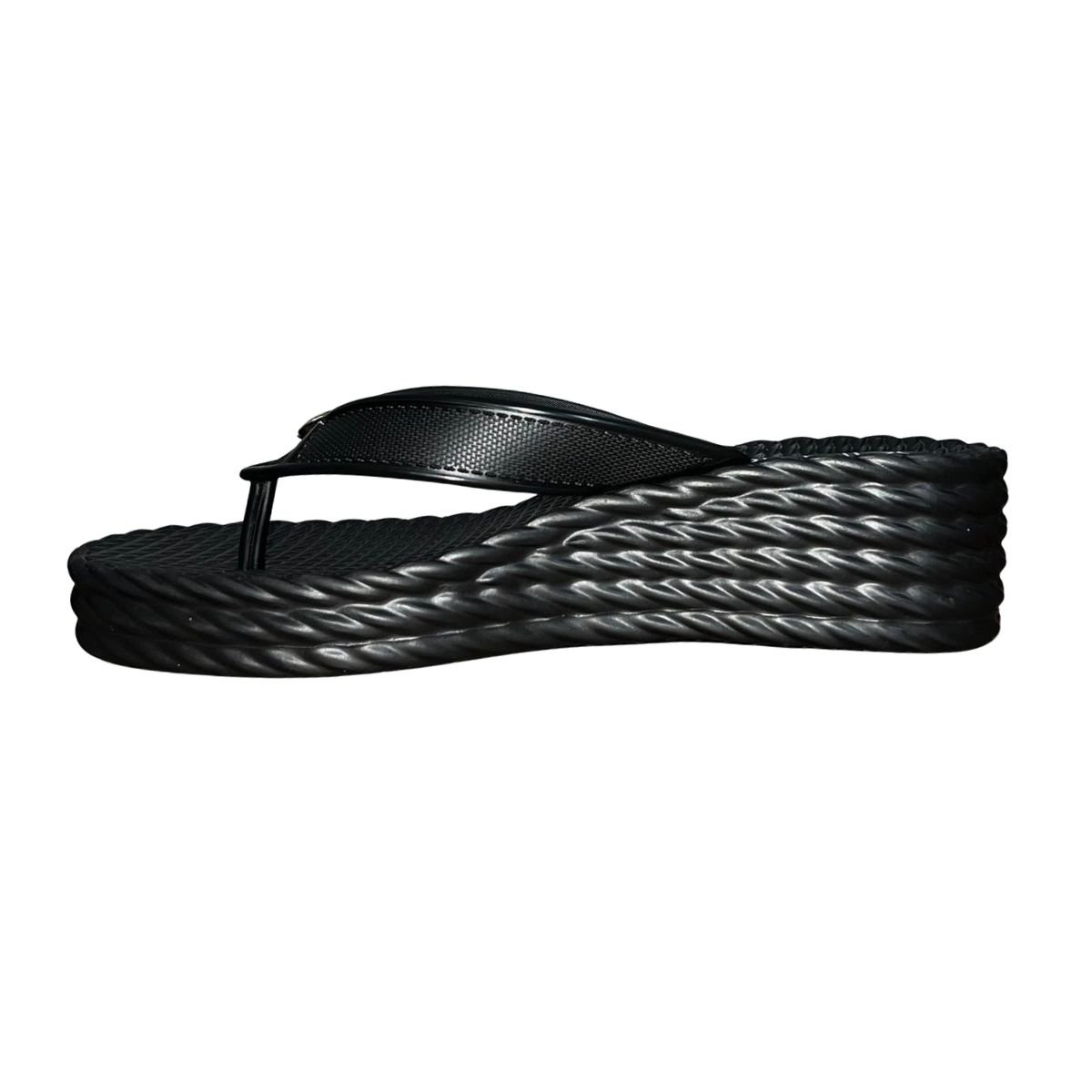 Chinelo de Dedo Plataforma PVC Aplique Feminino Beira Rio 8561.105 Preto Preto 5