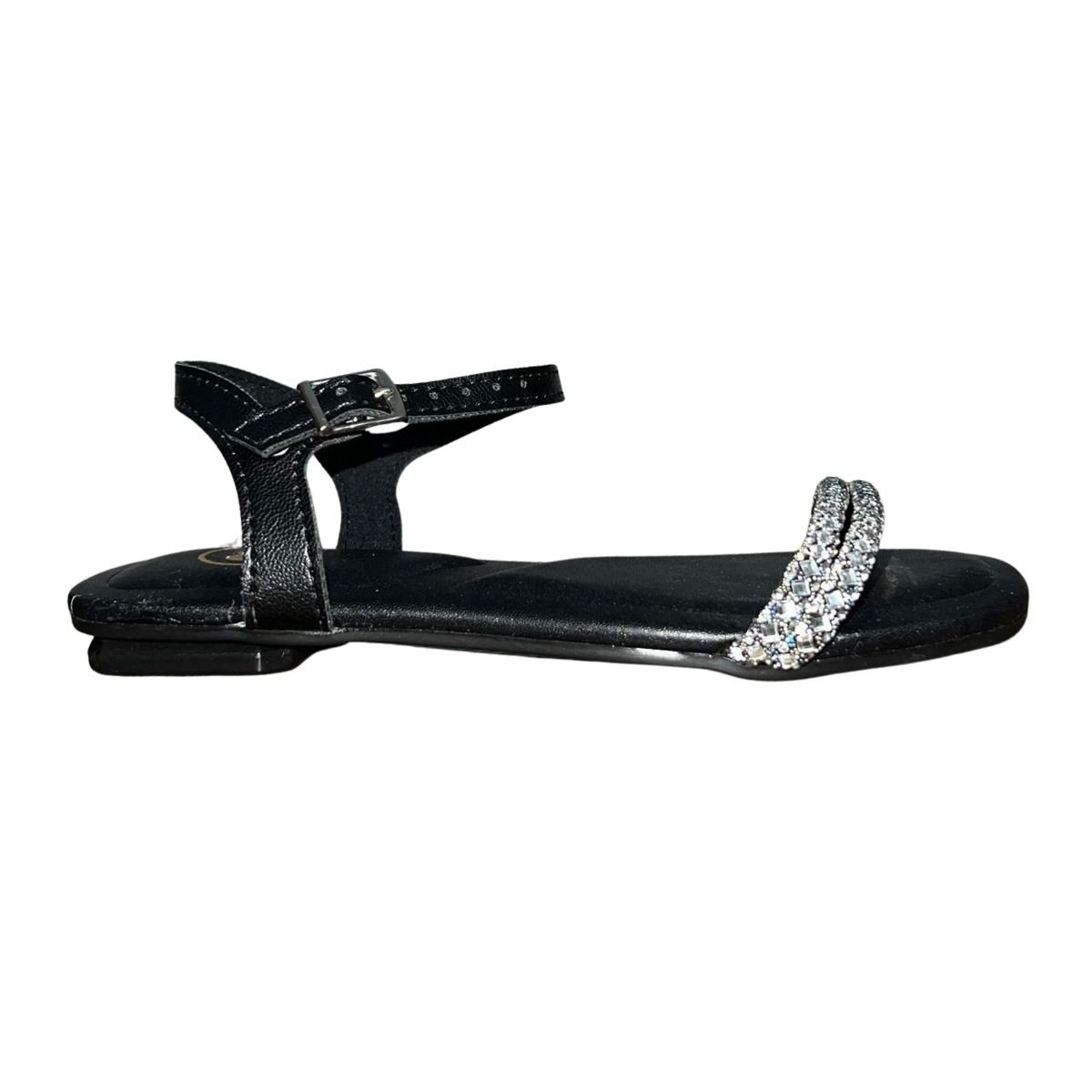 Sandália Rasteira com Strass Infantil Menina Molekinha 2354.107 Preto Preto 2