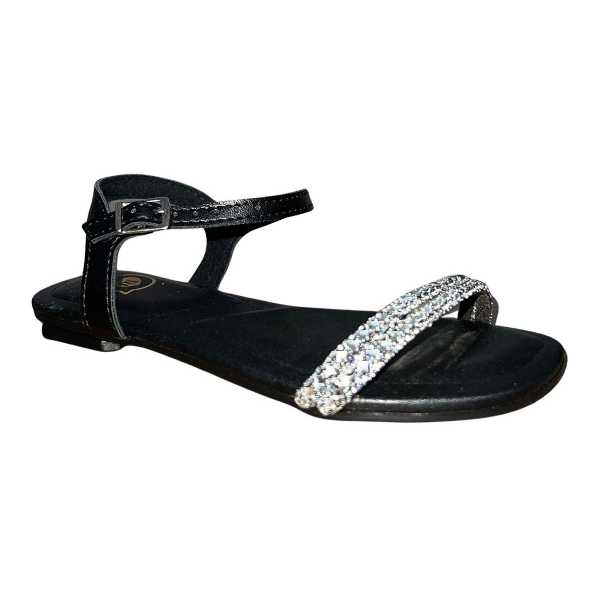 Sandália Rasteira com Strass Infantil Menina Molekinha 2354.107 Preto Preto 3
