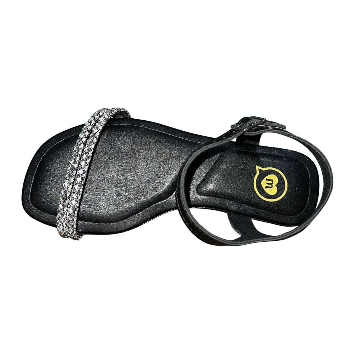 Sandália Rasteira com Strass Infantil Menina Molekinha 2354.107 Preto Preto 4