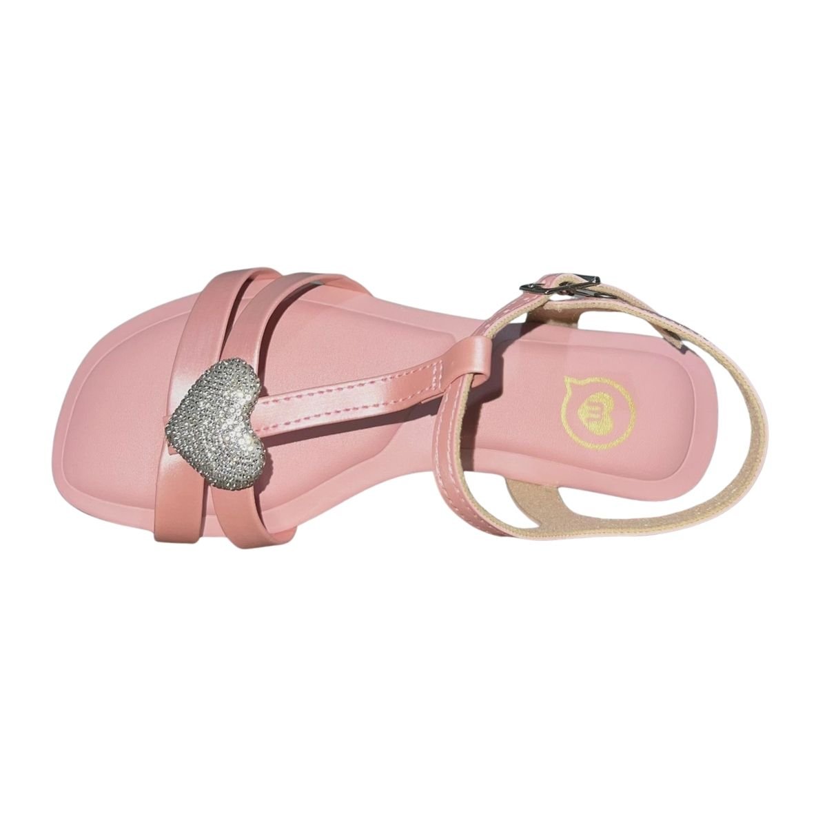 Sandália Rasteira Metalizada com Strass Infantil Menina Molekinha 2354.115 Rosa Rosa 3