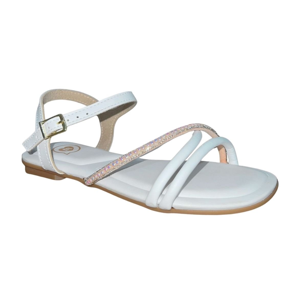Sandália Rasteira com Strass Infantil Menina Molekinha 2354.102 Branco Branco 3