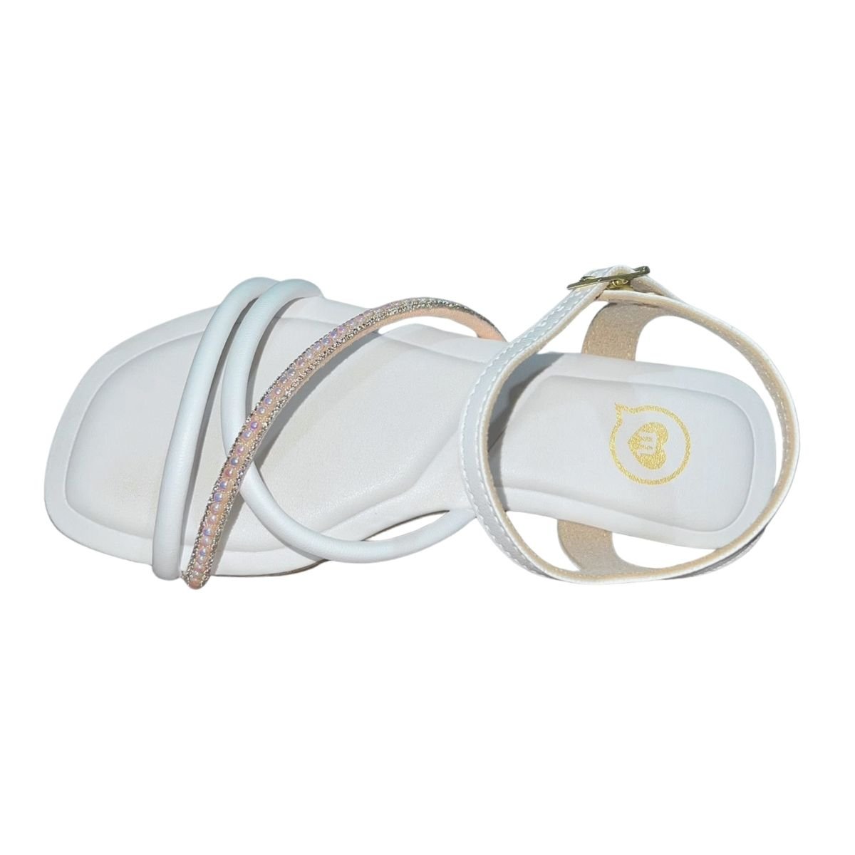 Sandália Rasteira com Strass Infantil Menina Molekinha 2354.102 Branco Branco 4