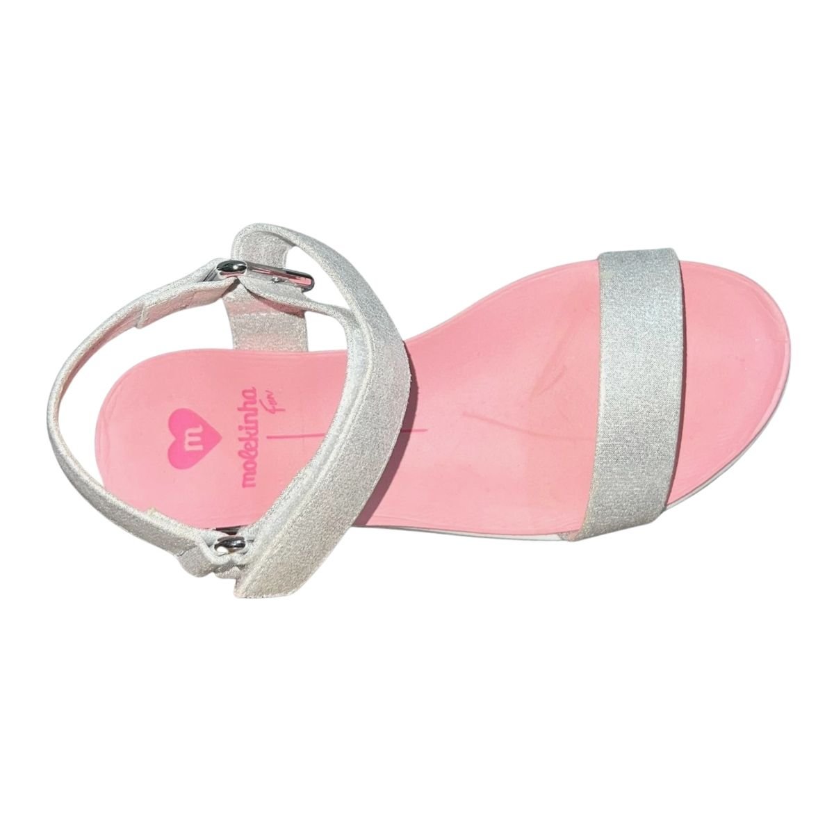 Sandália Papete Plataforma com Glitter Infantil Menina Molekiha 2305.1559 Prata Prata 5