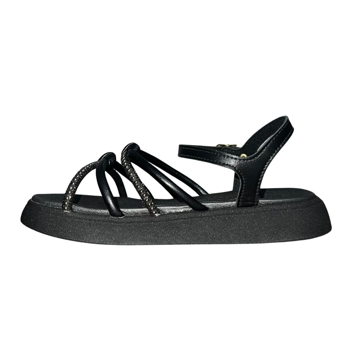 Sandália Flatform com Pedrarias Infantil Menina Molekinha 2358.106 Preto Preto 4
